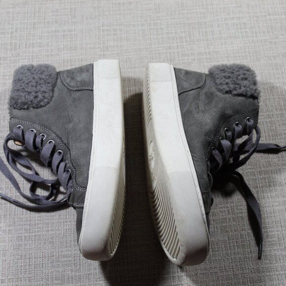 UGG Ollie Size 8.5 Lace Up High Top Suede Leather Sneakers - Picture 3 of 7